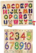 Childgossip Good Quality Combo ABCD+123 Puzzles for Kids Educational board Knobs Educational (Multicolor)