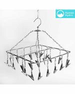 Human Hydro Silver Stainless Steel Cloth Hanger with Clips - 25 Clips