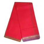 Lafabriqueind Men's Cotton Dhoti and Angavastram Set, RED color (4.5mtr+ 2mtr), Pack of 2 Pcs