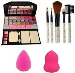 Lenon Beauty 6155 Makeup Eye Shadow Kit, 5 Pcs Makeup Brush, 2 Pcs Sponge Puff (8 Items in the set)