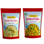 Dryfii Dehydrated Ready-to-Eat Quinoa Pulao & Rava Upma Pack of 2 (75gx2) - Wholesome Indian Delicacy On-the-Go 150g Rehydrated Weight - 500 g