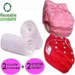 Swito Mart Baby Reusable Cloth Diaper, Washable Adjustable Infant 2 NAPPY with 2 INSERT PAD ()