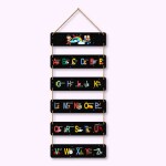 EXPLEASIA Decorative Wall Hanging Wooden Alphabet Art Decoration Item for Home | School| Kids Room| Tuitions| Gift Items| Alphabet wall art (ABCD)