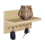 Kawachi Wall Mounted Key Holder Home Decor 8 Key Hooks Shelf Key Chain Holder Wall Hooks Beige