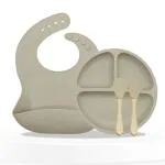 Bembika Silicone Beige Baby Feeding Essential Baby Dinner Set (Pack Of 4)