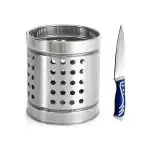 FIRST FRONT Stainless Steel Cutlery Holder With Stainless Steel Handle Spoon and (Multicolour, Pack of 2)