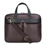 The Clownfish Dark Brown Polyester Isaac Series Faux Leather 15.6 Inch Laptop Messenger Bag Laptop Briefcase