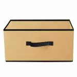 Mteaser Multipurpose Drawer Storage Organizer Rectangular Foldable Storage Box with Side Handle, Replacement Drawer Storage, and Cloth Organizer (Beige, Pack of 1)