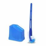 HIC Double Hockey Shape Toilet Cleaner Brush with Holder Stand, Toilet Cleaning Brush for Western and Indian Toilet, Bathroom Brush for Toilet Cleaning