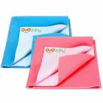 OYO BABY Small Dry Sheet for Baby| 100% Waterproof Bed Pad | Baby Bed Protector Sheet for Toddler Children 70x50 cm Salmon Rose + Firoza