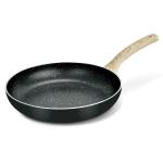 Bergner Bellini Plus Aura 5-Layer Non-Stick 18 cm Frypan, 1 Litres Frying Pan with Soft Touch Wooden Finish Handle, Food Safe (PFOA Free), Thickness 3.2mm, Induction Base, 1-Year Warranty, Black