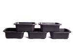 Harshdeep-Juniper-Indoor Outdoor Home Living Room Bedroom Balcony Patio Garden Tabletop decorative Rectangle Plastic Bonsai F lowers Pot 11 Inch Black Set Of 5