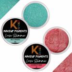 KINDED Sea Green and Carrot Red Powder Loose Shimmer Glitter Eyeshadow for Women - Pack of 2, Each Pack 3 g