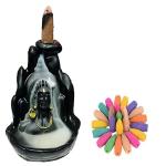 SSS SCULPTURE Smoke Fountain Lord Shiva Adiyogi Statue Cone Incense Holder Showpiece with 10 Smoke Backflow