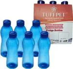 TUFFPET 6 BLUE WATER BOTTLES 1 LITER (HIGH QUALITY HOUSE HOLD ITEMS ) 1000 ml Bottle (Pack of 6, Blue, Plastic)