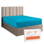 SGI Single 72x36 Inch Fitted Bedsheet with 2 Pillowcovers Turquoise Blue Solid 300 Thread Count Pure 100% Egyptian Cotton All Around Elastic 12