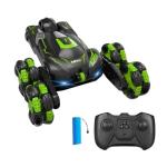 ANSTONIA Remote Control 5 Wheels Laser Stunt Car Swing Arm 2.4G Off Road 360 Rolling (Green)