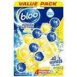 Bloo Solid Toilet Rim Block Power Active Lemon 4 In 1 Toilet Cleaners With Anti-Limescale, 50 G Each (Pack Of 3)