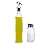 BMG IMPORT EXPORT 500ml Capacity Glass Oil Dispenser Bottle for Kitchen with 120ml Glass Bottle Use for Spice, Salt and Chilly Flakes and Oregano Glass Bottle Vinegar Dispenser, BPA Free, Salad Dressing Cruet Glass Bottle Olive Oil Bottles Dispenser