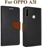 AmericHome Oppo A31, Oppo A8, Model CPH2015 Brown Artificial Leather Shock Proof Mobile Flip Cover