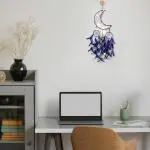 DULI Square Dream catcher with Lights with Multicolour Feathers for Home Decoration