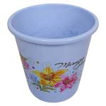 Kuber Industries Open Dustbin|Plastic Portable Garbage Basket|Floral Round Trash Can for Kitchen|Office|College|5 Litre (Sky Blue)