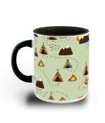 Whats Your Kick Camp Bone Fire Mountain Printed Black Ceramic Coffee Mug 325 ML
