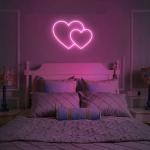 DOJI DOUBLE HEART LOVE PINK- TIVA Neon Light Led Light Sign for Room Decoration Accessories, Table Decorations.