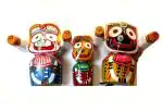 VIJAYA ENTERPRISES Handcrafted Wood Lord Jagannath, Balaram, and Subhadra Idol - 6 inch