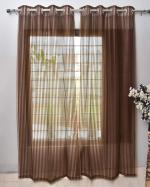 Amaze Attires Brown Polyester Floral Fancy Sheer Window Curtain Parda For Living,Drawing And Bedroom,5 Ft (Pack Of 2)