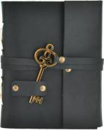 VINTAGE STORE - Finish Black Leather With Antique Key A6 Diary Un-Ruled 200 Pages (Black)