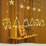 The Purple Tree Christmas Reindeer LED Curtain Lights for Christmas, Diwali, Wedding, Window, Festive, 2.5 m, (Pack of 1) Warm White Light, Diwali Lights , Lights For Diwali