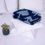 Divine Casa Microfiber Single Bed Throws for Sofa and Couch AC Blanket Dohar Reversible Summer, 210 x 140 cm (True Blue)