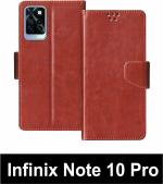 Sbms Infinix Note 10 Pro Brown Artificial Leather Shock Proof Flip Cover