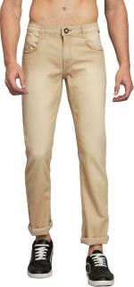 SHYAM IMPEX Men Brown Self Design Pure Cotton Low Rise Regular Jeans, size 34