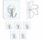 JRM's Adhesive Hooks Waterproof Bathroom, Kitchen, Heavy Duty Self Adhesive Hooks (Pack of 5)