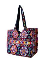 SUTLIYAN Handmade Double-Sided Embroidery Black Regular Tote Bag (12*16 Inch)
