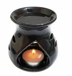 Mkd2 Rise Ceramic Clay Candle Operated Aroma Burner Oil Diffuser I Aroma Oil Burner Lamp for Home Fragrance (Black)