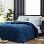 Relaxfeel Teal and Sky Blue Solid Geometric Cotton Double Comforter for Heavy Winter