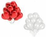 DIVERTISSEMENT PARADISE (Pack of 50) Red And White Latex Balloons For Decoration/Birthday Balloons Decoration Set (Metallic Shine)