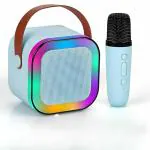 SK TONE K12 Speaker Machine Bluetooth-Compatible Wireless Karaoke Mic Speaker Multi-Compatibility Modes, RGB Lights | Party POP Bluetooth Speaker with Mic (Blue)