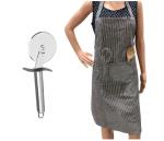 Blue Wonder Stainless Steel SS Pizza Cutter With Kitchen Cooking Apron Clothe and (Multicolour, Pack of 2)