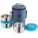 NanoNine Tiffiny Stainless Steel Double Wall Insulated Lunch Box with Bag ( 325 ml+ 225 ml) 3 pcs