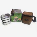 JVL Silver Stainless Steel Small Triple Layer Square Shape Leak Proof Lunch Box