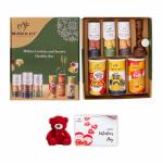MUNCH FIT Valentines Day Gift Hamper with Beautiful Card & Teddy | Combo of Sweet & Salted, Tasty, & Crunchy Healthy Snacks & Assorted Cookies | Perfect Gift Hamper for your Boyfriend & Girlfriend