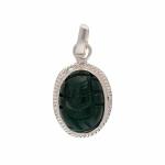 Shiv Ram Jyotish Kendra Emerald Stone Ganesha Pendant in Sterling Silver jewellery For Women Men with German Silver Chain Natural Panna Stone Original Certified Energized Astrology Birth Gemstone