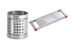 Blue Wonder Stainless Steel Cutlery Holder With Stainless Steel Johny Slicer Multipurpose Potato/Onion Slicer and Vegetable Slicer and (Multicolour, Pack of 2)