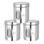 Ebun Stainless Steel See Through Small Containers 750 Gms Capacity Pack of 3