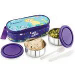 Magnus Super 2 Kids Round Stainless Steel Lunch Box for Kids/Teen With Designer Pouch, (520 ml)