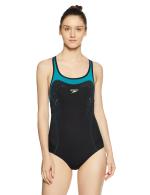 Speedo Women Black, Peacock Blue, Fluo Yellow Synthetic Female Swimwear Fit Kickback (Xl)